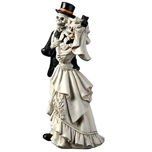 Halloween Skeleton Bride and Groom Decoration - 11 Inch Black & White