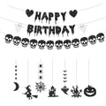 Black Glitter Halloween Banner & Spooky Hanging Garlands for Party Decor