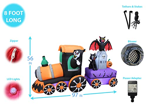 8 Foot Inflatable Halloween Grim Reaper Train with LED Lights