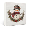 Snowman Wooden Box Sign - Rustic Christmas Holiday Decor - Snowman-06 Variation