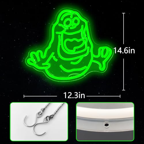 Slimer Neon Sign - Dimmable Green Ghost Wall Decor for Bedroom & Party