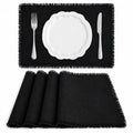 Black Placemats Set of 4 - Linen Cotton Farmhouse Table Decor