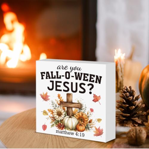 Fall Bible Verse Sign Decor Wood Block Sign - Are You Fall-O-Ween Variation 19