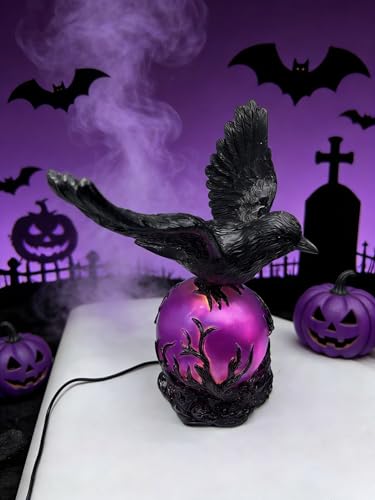 Gothic Raven Night Light - Resin Crow Figurine Lamp, Witch Decor - Birds-A-Large