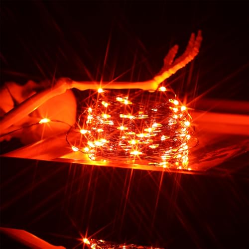 USB Plug-in Fairy Lights 33ft Orange LED String Lights 8 Modes for Halloween & Holiday Decor - 2 Pack