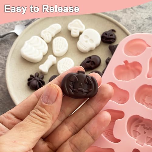 Pink Halloween Silicone Molds 3-Pack for Baking Candy & Cake Decorating