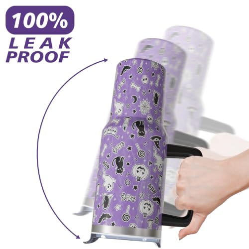 Purple Halloween Tumbler 40 oz Insulated Goth Drinkware with Handle & Straw