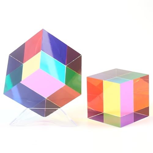 CMY Color Cube with Stand - 60mm Acrylic Optical Prism for Art & Photography
