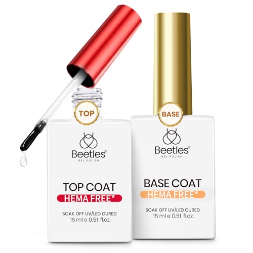 Hema-Free Gel Top and Base Coat Set - Long-Lasting Nail Protection 15ml