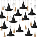 Halloween Hanging Decor Set with Witch Hats Brooms Skeleton Hands - 32 Pieces