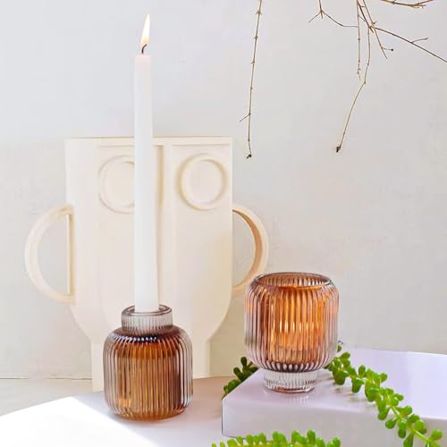 Brown Votive Candle Holders Set of 4 - Fall Thanksgiving Decor Variation of THIS listing