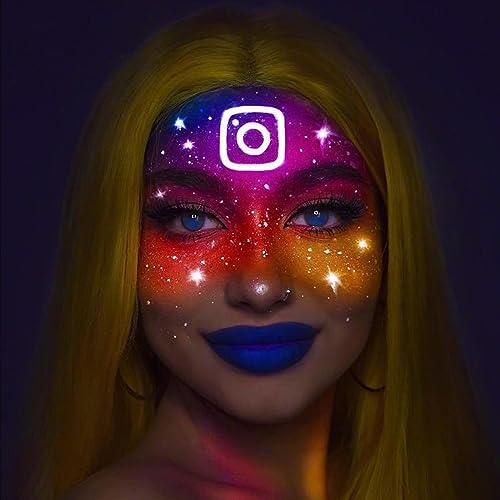 UV Blacklight Neon Gold Face & Body Paint Set - Fluorescent Glow Makeup for Parties