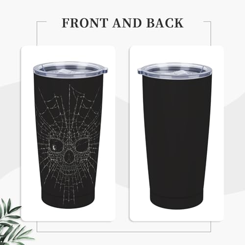 FEYAMYUN Halloween Spider Web Skull 20oz Insulated Travel Mug - Black