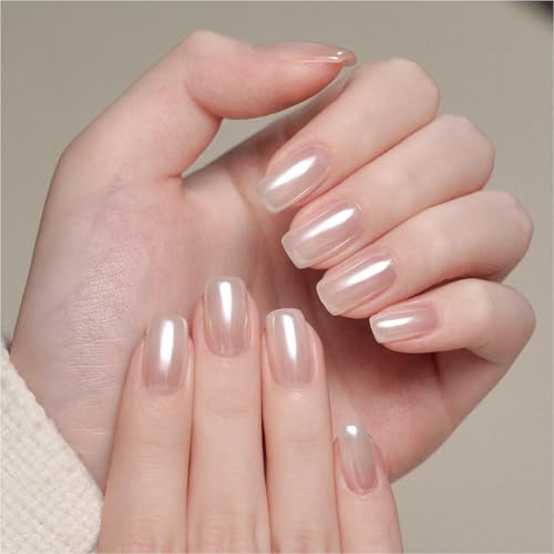 GAOY White Pearl Chrome Nail Powder - Mirror Effect Mermaid Nail Art - Variation 1