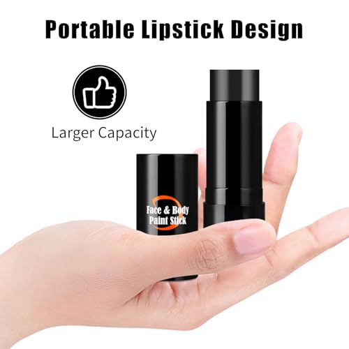 Black Face Paint Stick - Drawdart Cream-Blendable Full Coverage Makeup for Halloween & Cosplay - Portable Eye Black Stick
