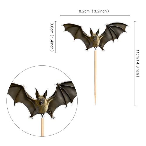 Halloween Bat Cupcake Topper Set - 24pcs Bat-Themed Birthday Decoration - Variation Bat-3a