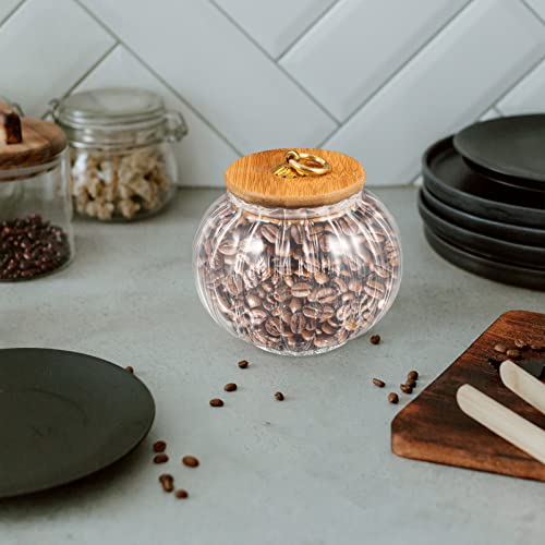 Glass Pumpkin Candy Jar with Lid 28Oz Food Storage Container for Halloween Christmas