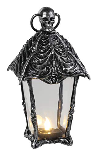 12-Inch Gothic Skull Lantern Halloween Decoration with LED Light