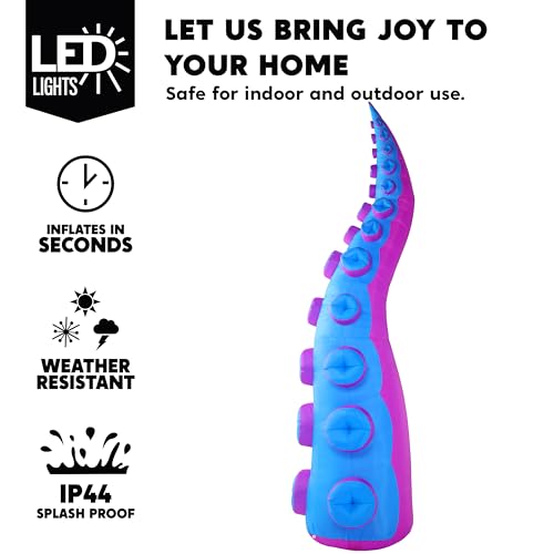 12ft Inflatable Octopus Tentacles Halloween Decor with LED Lights for Outdoor Yard & Party