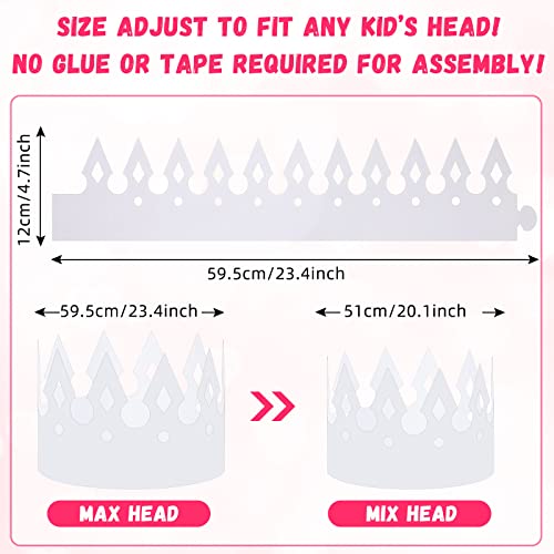 Kids White Paper Crowns for DIY Party Hats - 200 Pack