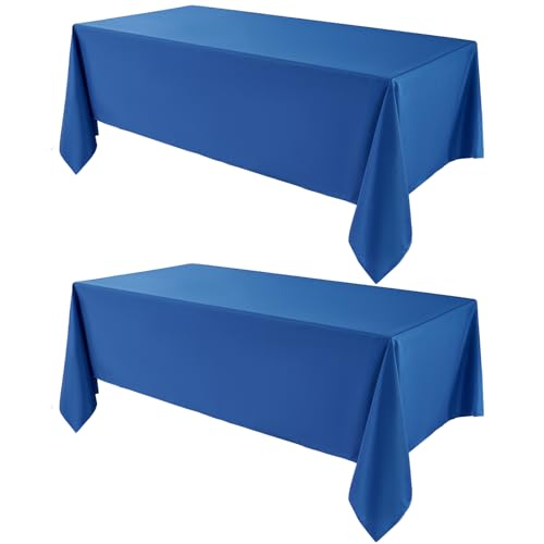 Royal Blue Rectangle Tablecloth 2 Pack - 90x132 Inch for 6ft Tables, Polyester