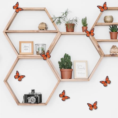 Mini 8cm Magnetic Monarch Butterfly Decor Set - 50pcs Artificial 3D Wall Stickers