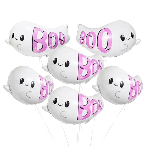 White Ghost Foil Balloon Set for Halloween Party Decorations - 6 Pack