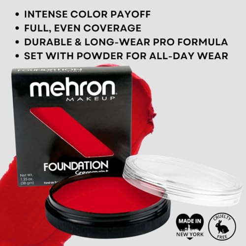 Bright Red Stage & Face Makeup Greasepaint Foundation 1.25 oz - Professional Body Paint