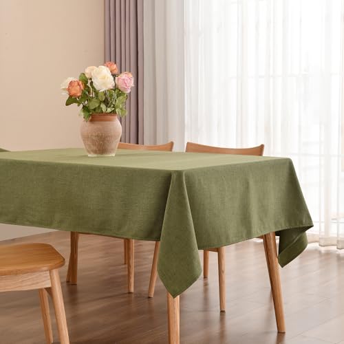 Olive Green Rectangular Table Cloth 95x55 Inches Linen Textured Waterproof Cover - Variation of THIS listing