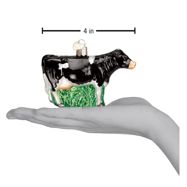 Black Dairy Cow Christmas Ornament - Handcrafted Glass Holiday Decor