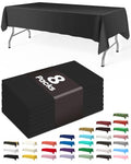 Black Disposable Plastic Tablecloth - 54 x 108 Inch Rectangular Pack of 8 - Graduation & Party Decor