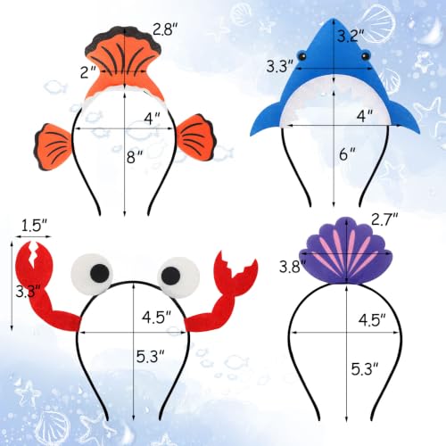 Sea Animal Headbands Set - 12 Colorful Ocean Creatures for Birthday & Party
