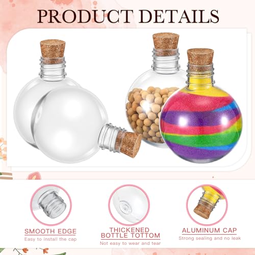 Plastic Potion Bottles with Cork Stoppers - 48 Pcs, Wood Color Variation