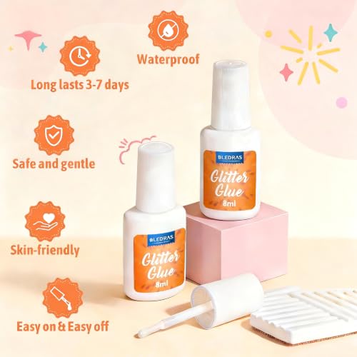 Body Glue for Glitter Tattoos 2 Pack - Safe, Non-Irritating, Easy to Use