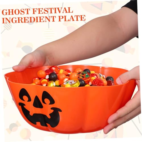 Halloween Pumpkin Lantern Fruit Bowl - Orange Decorative Salad Dish
