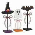Halloween Ghost Bat Witch Hat Table Decorations - 3pcs Farmhouse Rustic Halloween Decor - Variation: Witch Hat