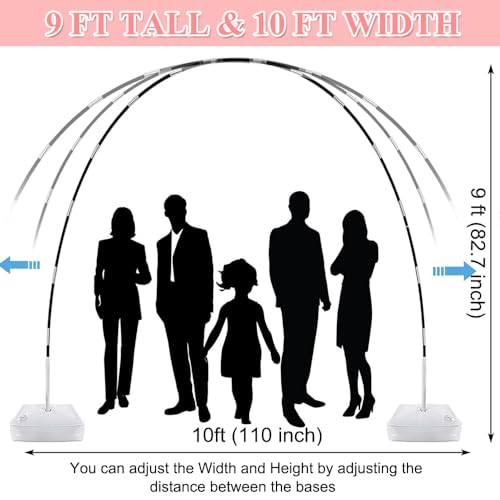 Adjustable Balloon Arch Kit with Pump, 9ft Tall & 10ft Wide Wedding & Party Decor