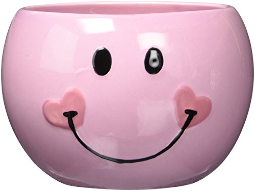 Pink Happy Face Candy Dish and Planter with Heart - Ceramic Decor