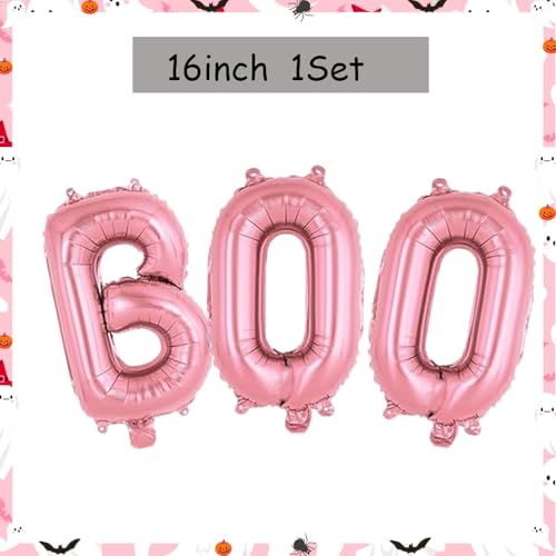 Halloween Foil Balloons Set - Ghost, Spider, Pumpkin & Pink Boo for Party Decorations