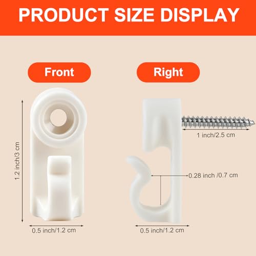 White 60 Pack String Light Hooks for Outdoor Christmas & Fairy Lights - Weatherproof & Screw-in Design