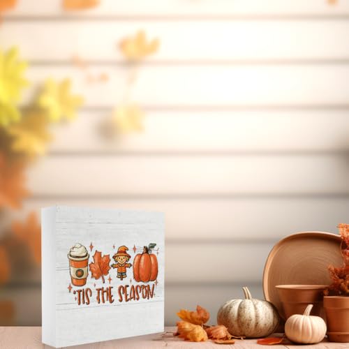 Fall Thanksgiving Decorations for Home Office - Tis' the Season Scarecrow Sign - A Fall 08