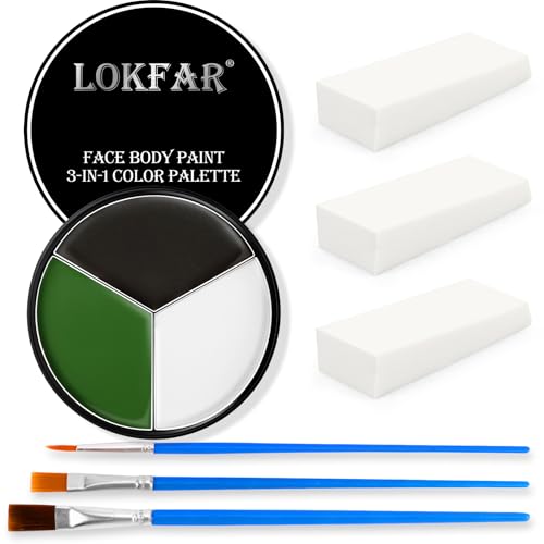 BeFIVECOK Halloween Face & Body Paint Kit - 05 Beetlejuice/Witch, Includes Sponges & Brushes