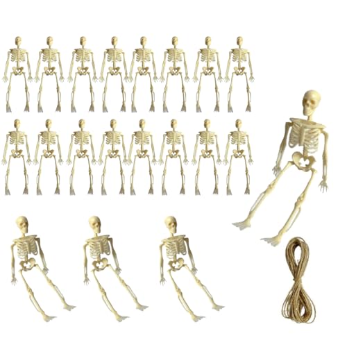 Mini Skeleton Figurines Set of 20 Halloween Plastic Toys - Adjustable & Detachable