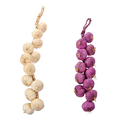 Artificial Garlic String Decoration 2pcs Hanging Faux Vegetables for Kitchen & Home Decor