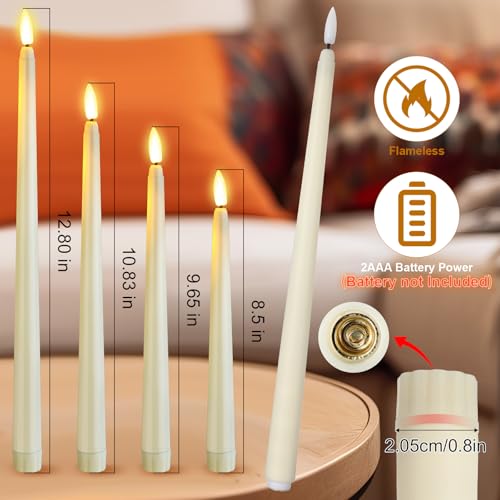 48 Pcs Flameless Taper Candles LED Ivory Set - Fake Flickering Candles