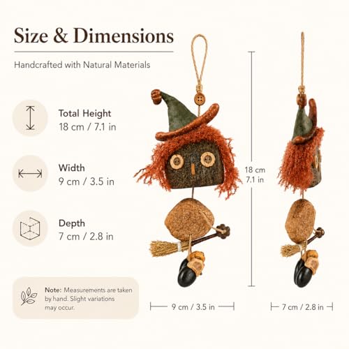 Halloween Witch Decor - Handmade Dried Fruit Shell Ornament for Fall & Halloween