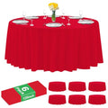 Red Plastic Tablecloth 120 Inch Round - 6 Pack Disposable Party Cover - Variation: Red-120in