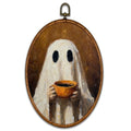 Halloween Ghost Coffee Oval Wall Art - Vintage Fall 15 - 8.6x11.4"