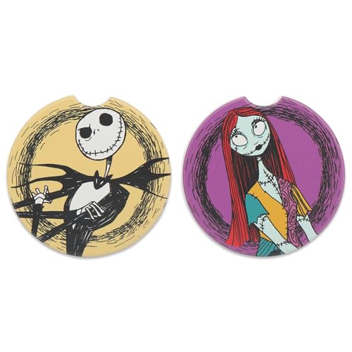 Purple Ceramic Car Coasters Set - The Nightmare Before Christmas Jack & Sally