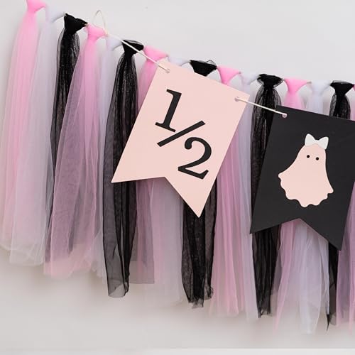 Halloween Ghost 1/2 Way To One High Chair Banner - Spooky-Cute Party Decor